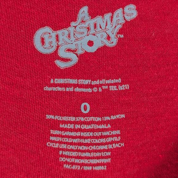 A Christmas Story T Shirt Size 0 Womens Red Oh Fudge Graphic Tee Holiday Movie - Picture 3 of 4